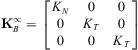 $ {\mathbf{K}}_B^{\infty }=\left[\begin{array}{ccc}{K}_N& 0& 0\\ 0& {K}_T& 0\\ 0& 0& {K}_T\end{array}\right]$