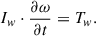 Mathematical equation: $$ {I}_w\cdot \frac{{\partial \omega }}{{\partial t}}={T}_w. $$